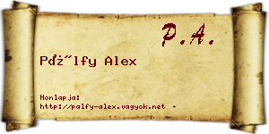 Pálfy Alex névjegykártya