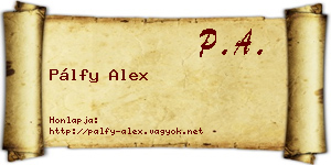 Pálfy Alex névjegykártya